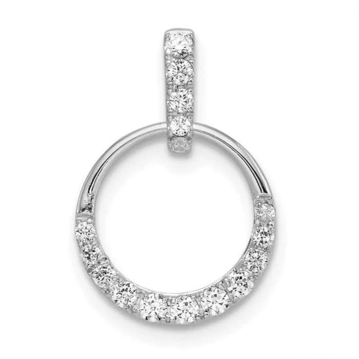 14k White Gold Lab Diamond Open Circle Pendant by Fine Color Jewels