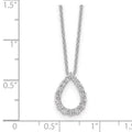 14K White Gold Lab Diamond Open Teardrop Pendant Necklace by Fine Color Jewels