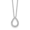 14K White Gold Lab Diamond Open Teardrop Pendant Necklace