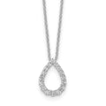 14K White Gold Lab Diamond Open Teardrop Pendant Necklace by Fine Color Jewels