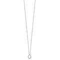 14K White Gold Lab Diamond Open Teardrop Pendant Necklace by Fine Color Jewels