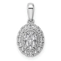 14K White Gold Lab Diamond Oval Cluster Pendant by Fine Color Jewels