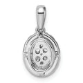 14K White Gold Lab Diamond Oval Cluster Pendant by Fine Color Jewels