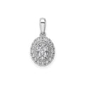 14K White Gold Lab Diamond Oval Cluster Pendant by Fine Color Jewels