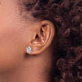 14K White Gold Lab Diamond Rose Stud Earrings by Fine Color Jewels