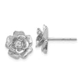 14K White Gold Lab Diamond Rose Stud Earrings by Fine Color Jewels