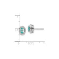 14K White Gold Lab Grown Diamond and Oval Paraiba Stud Earrings 0.152 Ct by Fine Color Jewels