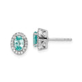 14K White Gold Lab Grown Diamond and Oval Paraiba Stud Earrings 0.152 Ct by Fine Color Jewels