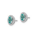 14K White Gold Lab Grown Diamond and Oval Paraiba Stud Earrings 0.152 Ct by Fine Color Jewels