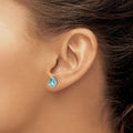 14k White Gold Lab Grown Diamond and Paraiba Pear Stud Earrings 0.16 Ct by Fine Color Jewels