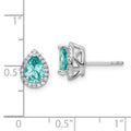 14k White Gold Lab Grown Diamond and Paraiba Pear Stud Earrings 0.16 Ct by Fine Color Jewels