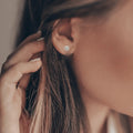 14K White Gold Lab Grown Diamond Cluster Earrings by Fine Color Jewels