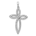 14K White Gold Lab Grown Diamond Cross Pendant by Fine Color Jewels