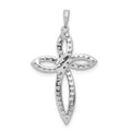 14K White Gold Lab Grown Diamond Cross Pendant by Fine Color Jewels