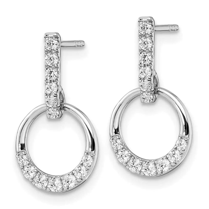 14K White Gold Lab Grown Diamond Dangle Earrings by Fine Color Jewels