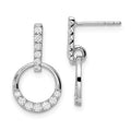 14K White Gold Lab Grown Diamond Dangle Earrings by Fine Color Jewels