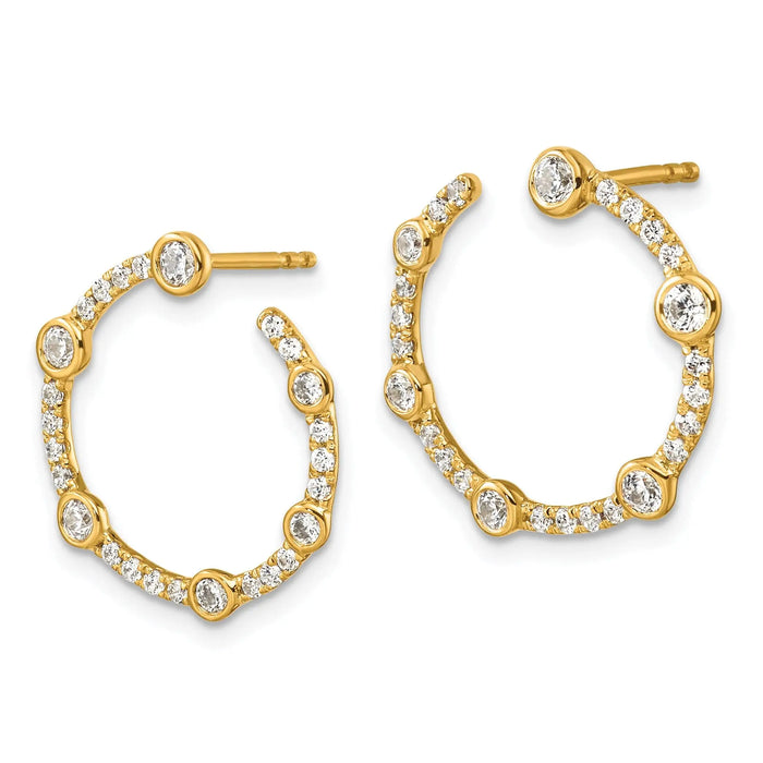 14k White Gold Lab Grown Diamond Front Hoop Earrings by Fine Color Jewels