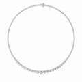 14K White Gold Lab Grown Diamond Graduated Riviera Necklace by Fine Color Jewels