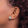 14k White Gold Lab Grown Diamond Halo Heart Stud Earrings 0.75 Ct by Fine Color Jewels