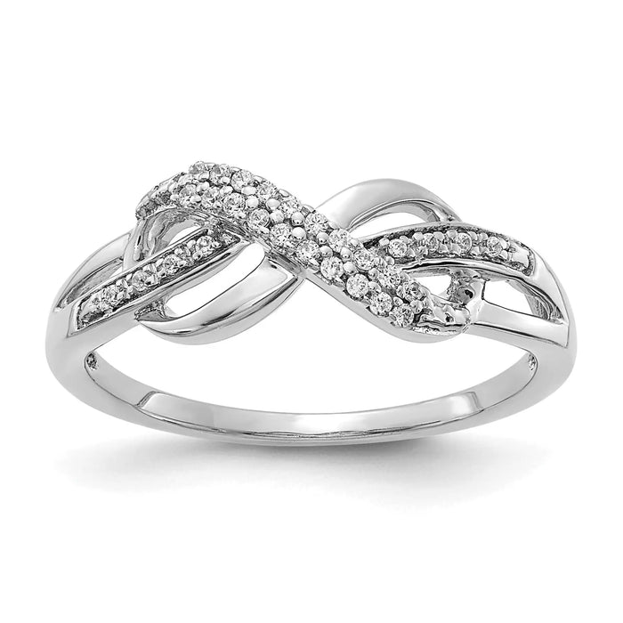 14k White Gold Lab Grown Diamond Infinity Symbol Ring by Fine Color Jewels
