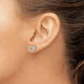 14k White Gold Lab Grown Diamond Open Heart Stud Earrings by Fine Color Jewels