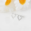 14k White Gold Lab Grown Diamond Open Heart Stud Earrings by Fine Color Jewels