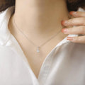 14K White Gold Lab Grown Diamond Oval Solitaire Pendant by Fine Color Jewels