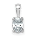 14K White Gold Lab Grown Diamond Oval Solitaire Pendant by Fine Color Jewels