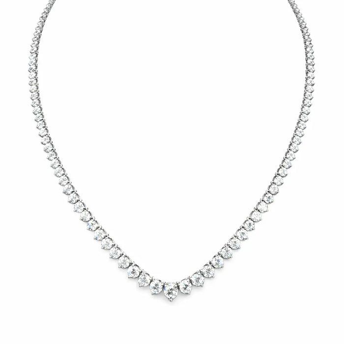 14K White Gold Lab Grown Diamond Riviera Necklace by Fine Color Jewels