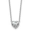 14k White Gold Lab Grown Diamond Solitaire Heart Necklace by Fine Color Jewels