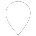 14k White Gold Lab Grown Diamond Solitaire Heart Necklace by Fine Color Jewels