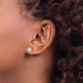 14k White Gold Lab Grown Diamond Square Solitaire Studs Earrings by Fine Color Jewels