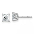 14k White Gold Lab Grown Diamond Square Solitaire Studs Earrings by Fine Color Jewels