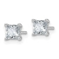 14k White Gold Lab Grown Diamond Square Solitaire Studs Earrings by Fine Color Jewels