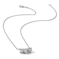 14k White Gold Lab Grown Diamond Three Stone Heart Bar Necklace 1 3/8 ctw by Fine Color Jewels