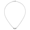 14k White Gold Lab Grown Diamond Three Stone Heart Bar Necklace 1 3/8 ctw by Fine Color Jewels