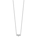 14k White Gold Lab Grown Diamond Three Stone Heart Bar Necklace 1 3/8 ctw by Fine Color Jewels
