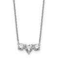14k White Gold Lab Grown Diamond Three Stone Heart Bar Necklace 1 3/8 ctw by Fine Color Jewels