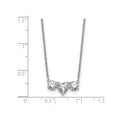 14k White Gold Lab Grown Diamond Three Stone Heart Bar Necklace 1 3/8 ctw by Fine Color Jewels