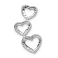 14K White Gold Lab Grown Diamond Triple Heart Pendant by Fine Color Jewels