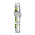 14k White Gold Natural Green Peridot Diamond Cross Pendant by Fine Color Jewels