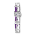 14k White Gold Natural Pear Amethyst Diamond Cross Pendant by Fine Color Jewels