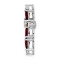 14k White Gold Natural Pear Garnet Diamond Cross Pendant by Fine Color Jewels