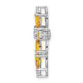 14k White Gold Natural Pear Yellow Citrine Diamond Cross Pendant by Fine Color Jewels