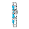 14k White Gold Natural Swiss Blue Topaz Diamond Cross Pendant by Fine Color Jewels