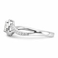 14k White Gold Pear Diamond Pave Engagement Ring by Fine Color Jewels