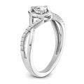 14k White Gold Pear Diamond Pave Engagement Ring by Fine Color Jewels