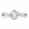 14k White Gold Pear Diamond Pave Engagement Ring by Fine Color Jewels