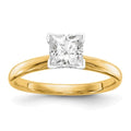 14k White Gold Princess Cut Lab Diamond Solitaire Ring by Fine Color Jewels