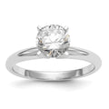 14k White Gold Round Solitaire Lab Grown Diamond Ring by Fine Color Jewels